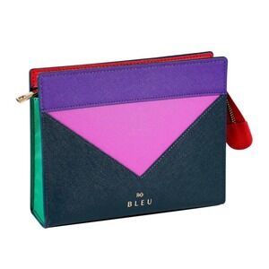 New R+CO BLEU‎ Color Block Envelope Clutch Bag Y2K Cosmetic Zipper Pouch NWT